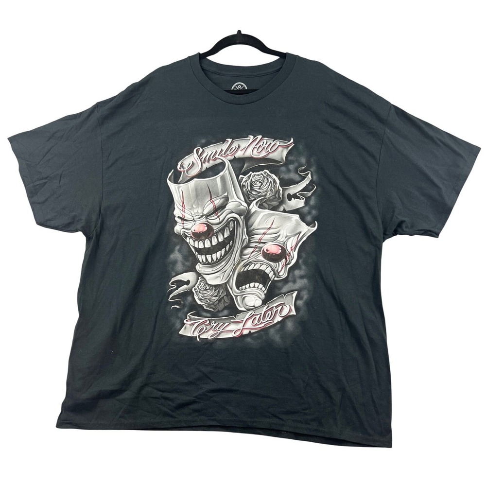 DOM Its About The Art Mens 3XL Black Smile Now Cry Later Clown Graphic T-Shirt